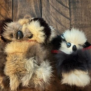 Vintage Rabbit Fur Koala Bears Set of 2